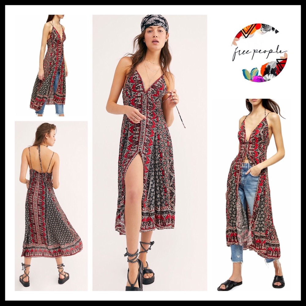 FREE PEOPLE BOHO MAXI MIDI TANK SLIP DRESS A2C - Picture 3 of 16